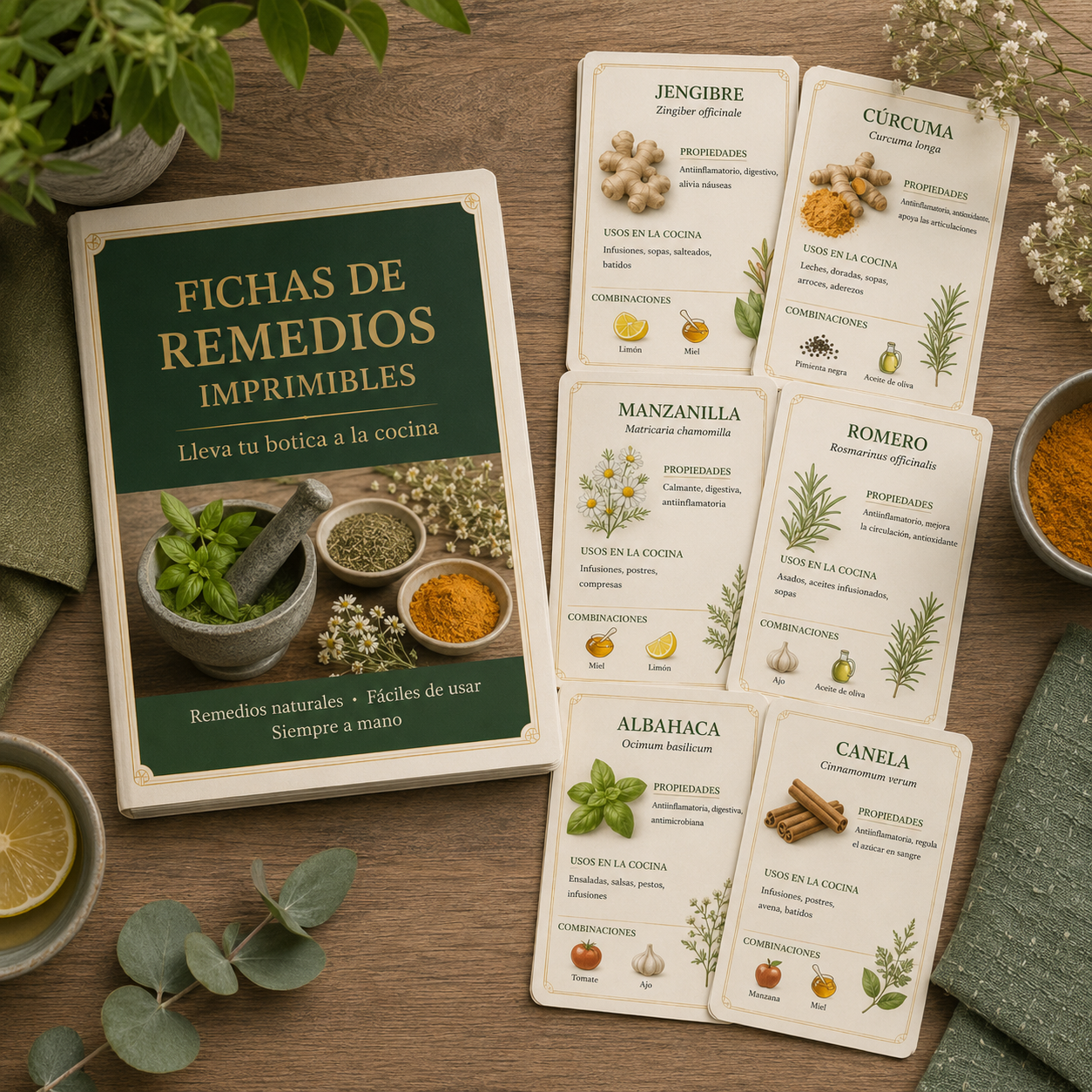 Fichas de Remedios Imprimibles | Lleva tu botica a la cocina