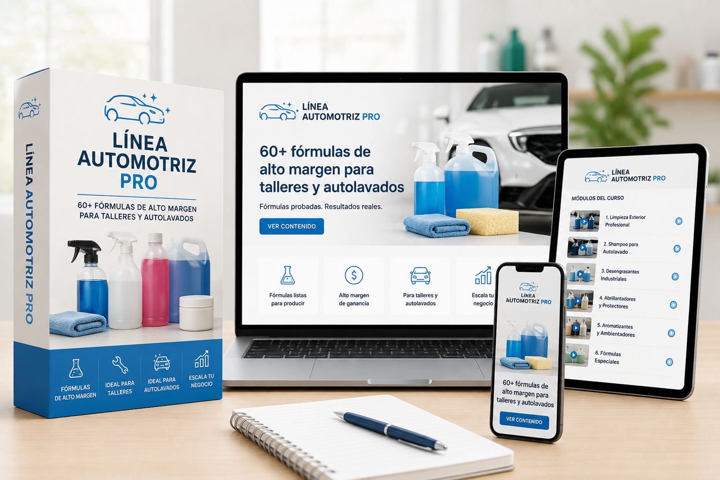 Línea Automotriz Pro — 60+ fórmulas de alto margen para autos